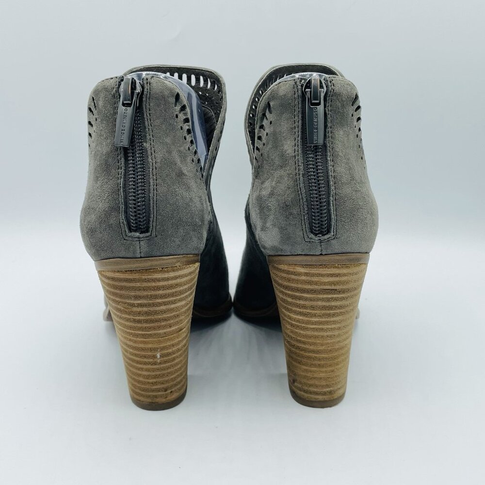 Vince Camuto Boots Womens Size 8 Gray Suede Leather Zip Ankle Heel Booties - Picture 7 of 11